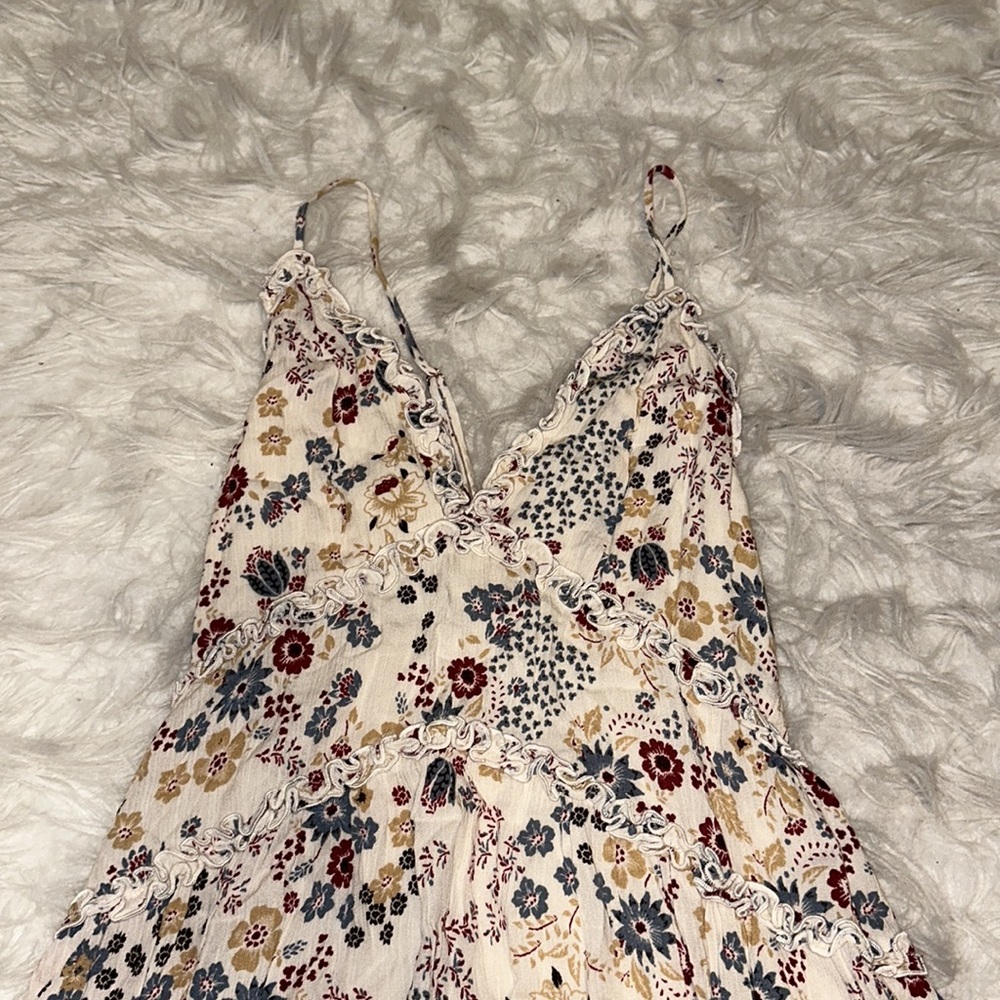 Pitaya Floral Mini Dress in Cream with Red, Blue, and Yellow Flowers - Picture 2 of 4